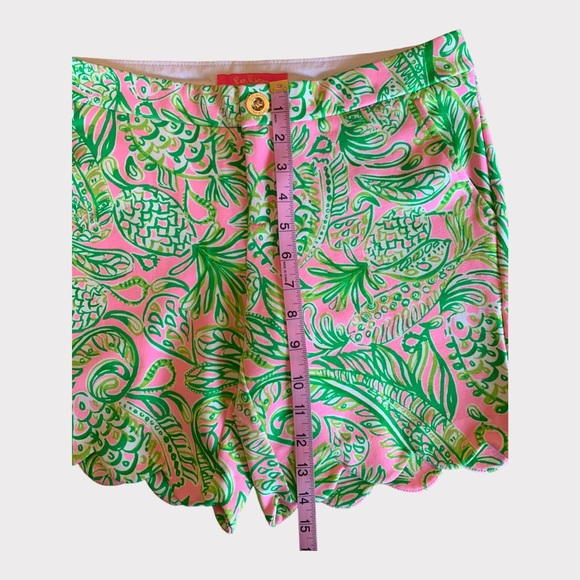 LILY PULITZER Darci Knit Scalloped Hem Shorts Pink/Green Size 0 - Picture 6 of 12